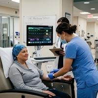 CAR-T cell therapy infusion for multiple myeloma at a China hematology center — patient receiving engineered T-cells in a monitored clinical setting
