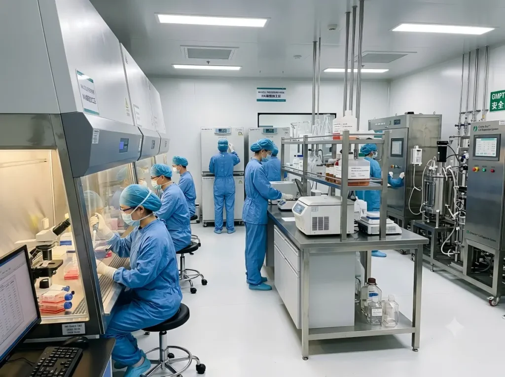 NK cell manufacturing laboratory in China — GMP-certified cell expansion facility for NK immunotherapy production