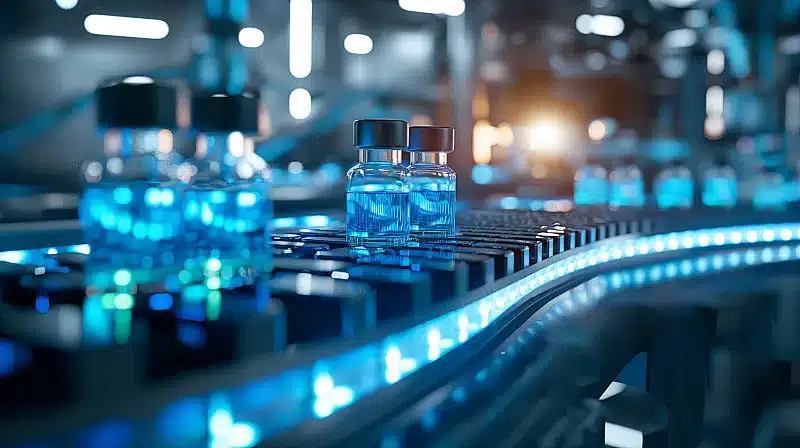 Stem cell therapy vials on production line at Boao Lecheng medical zone facility — MSC therapy China