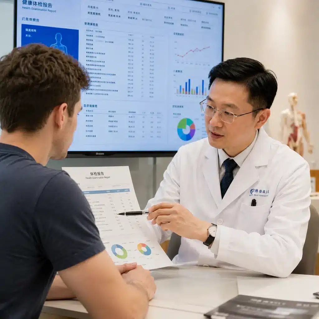 Doctor reviewing comprehensive health screening results with a patient — executive health check China